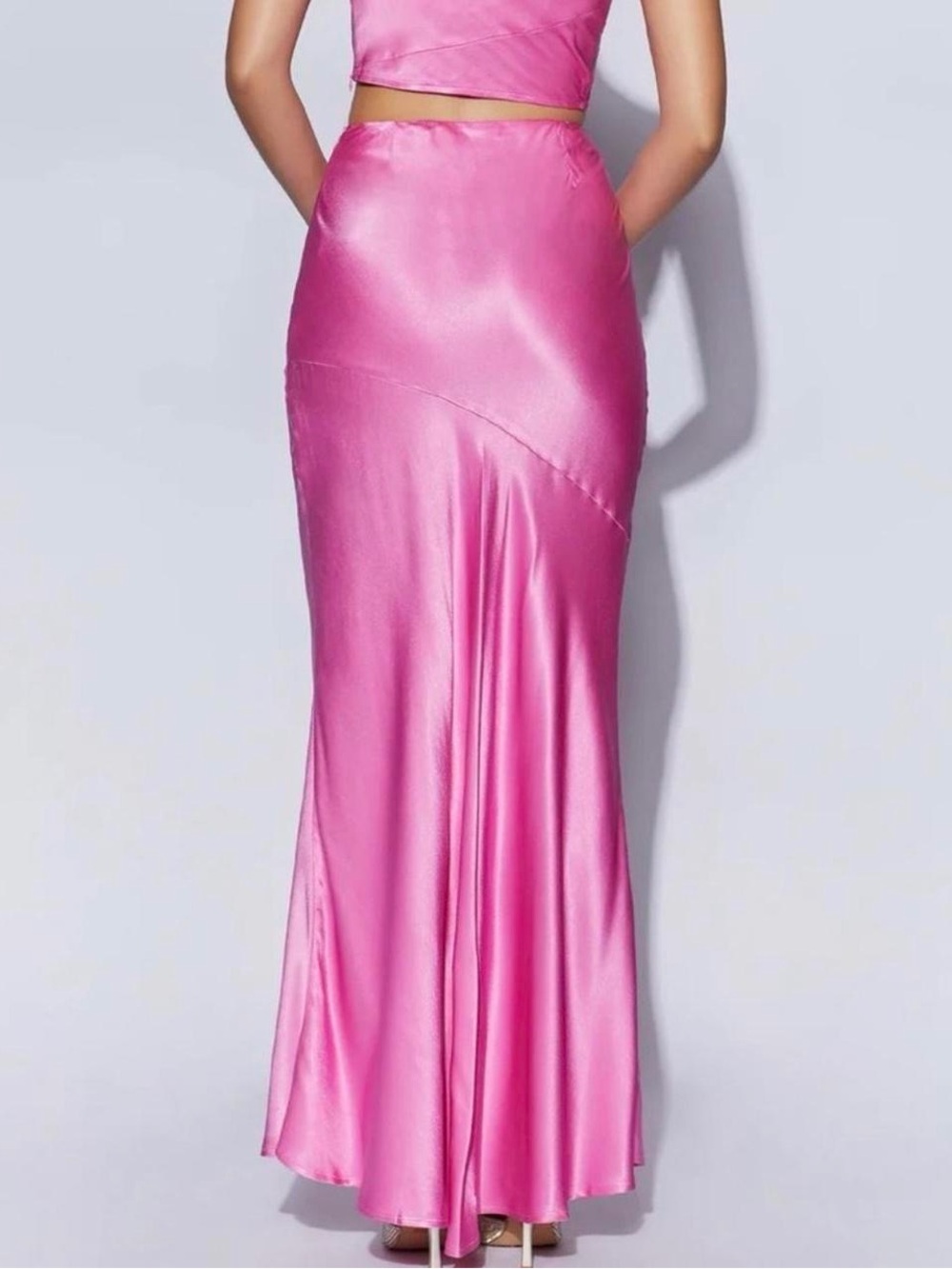 Satin Pink Maxi Skirt